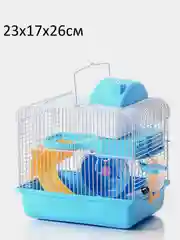 Голубой клетка для хомяка 23х17х26см