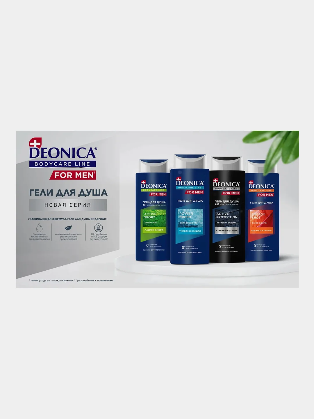 Гель для душа DEONICA FOR MEN Active Sport, 250 мл