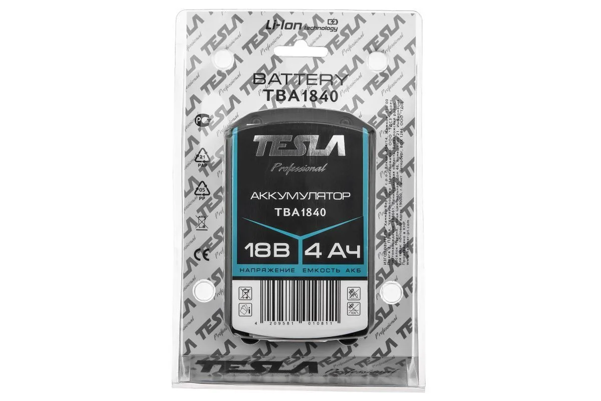 Аккумулятор TESLA TBA1840 18.0В 4.0Ач TeslaOneClick