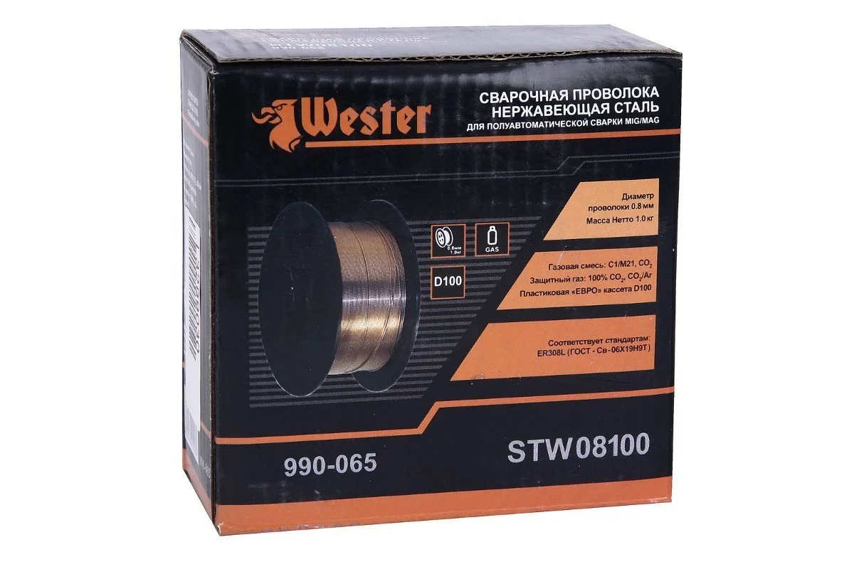 Проволока сварочная нержавеющая 0,8 мм 1 кг WESTER STW 08100