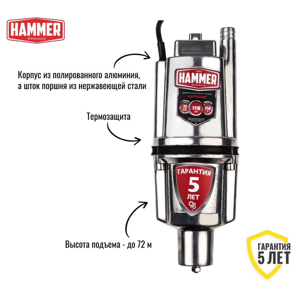 Вибрационный насос погружной HAMMER NAP250BC(16)