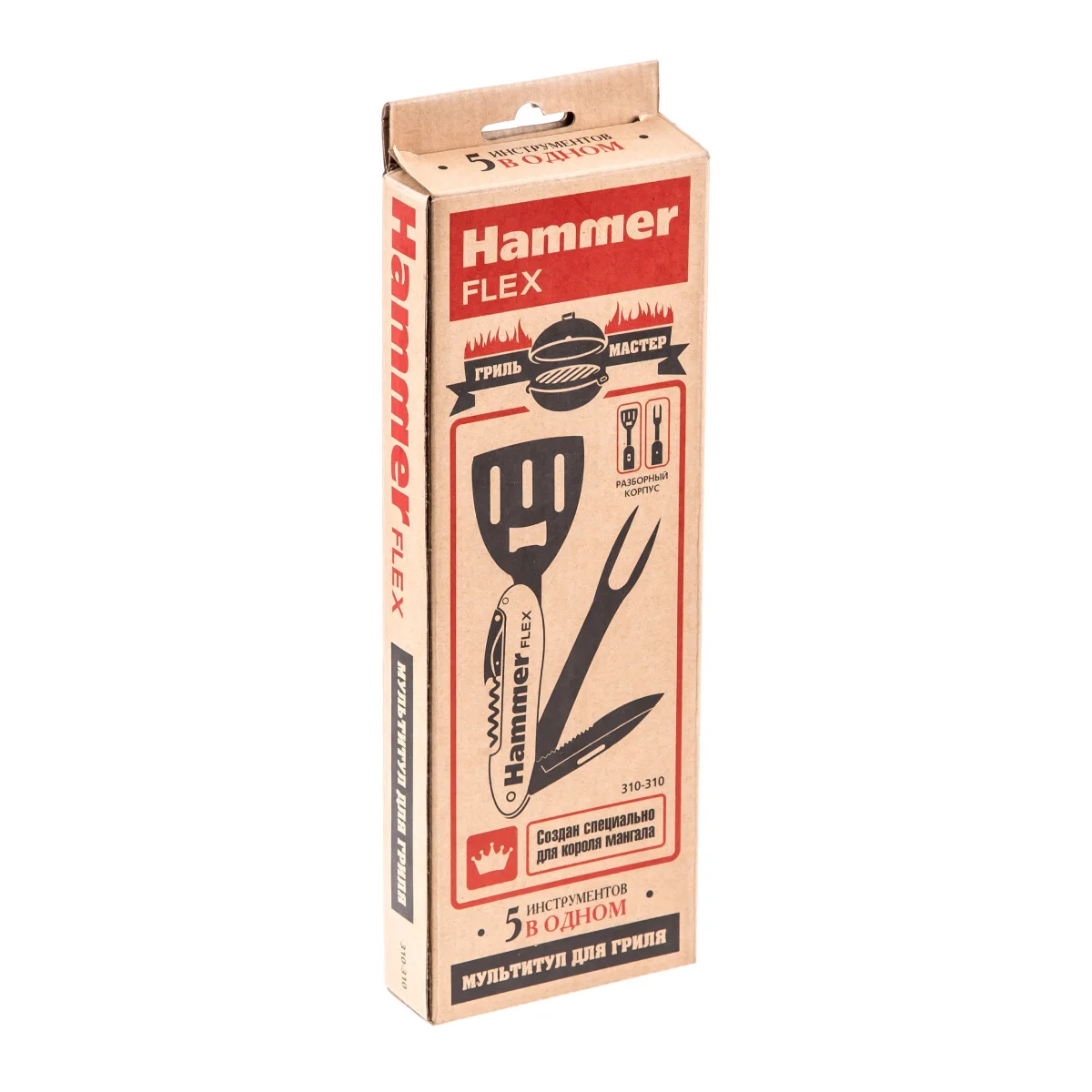Нож мультитул походный для рыбалки и кухни HAMMER 310-310 5в1, складной