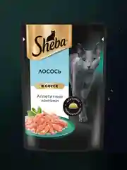 Влажный корм для кошек SHEBA® с лососем. «Ломтики в соусе. Лосось», 28 шт по 75г