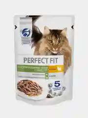 Влажный корм PERFECT FIT для стерилизованных кошек старше 7 лет курица в соусе 28шт по 75г