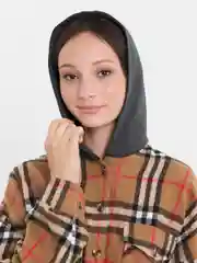 Коричневый женская рубашка оверсайз в клетку