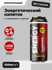 Напиток тонизирующий газированный L-Карнитин "Гуарана - Зеленый чай" Bombbar, 500 мл