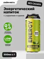 Напиток тонизирующий газированный "L-Карнитин с гуараной Лайм-Мята" Bombbar, 500 мл