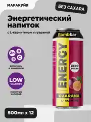 Напиток газированный "L-Карнитин с гуараной со вкусом Маракуйи" Bombbar, 500 мл