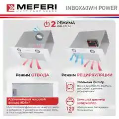 Белый вытяжка для кухни MEFERI INBOX60WH POWER, 60 см, белый, отвод, циркуляция