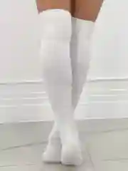 Белый гольфы женские теплые, высокие, шерсть норки
