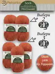 Рыжий пряжа Пехорка Носочная, Комплект по 2штуки и 3штуки, 100г 200м, 50%Шерсть 50% Акрил