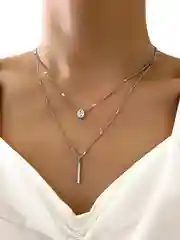 Серебряный цепочка на шею, двойная, с подвеской и камнем, цепочка на шею, женская