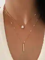 Золотой цепочка на шею, двойная, с подвеской и камнем, цепочка на шею, женская