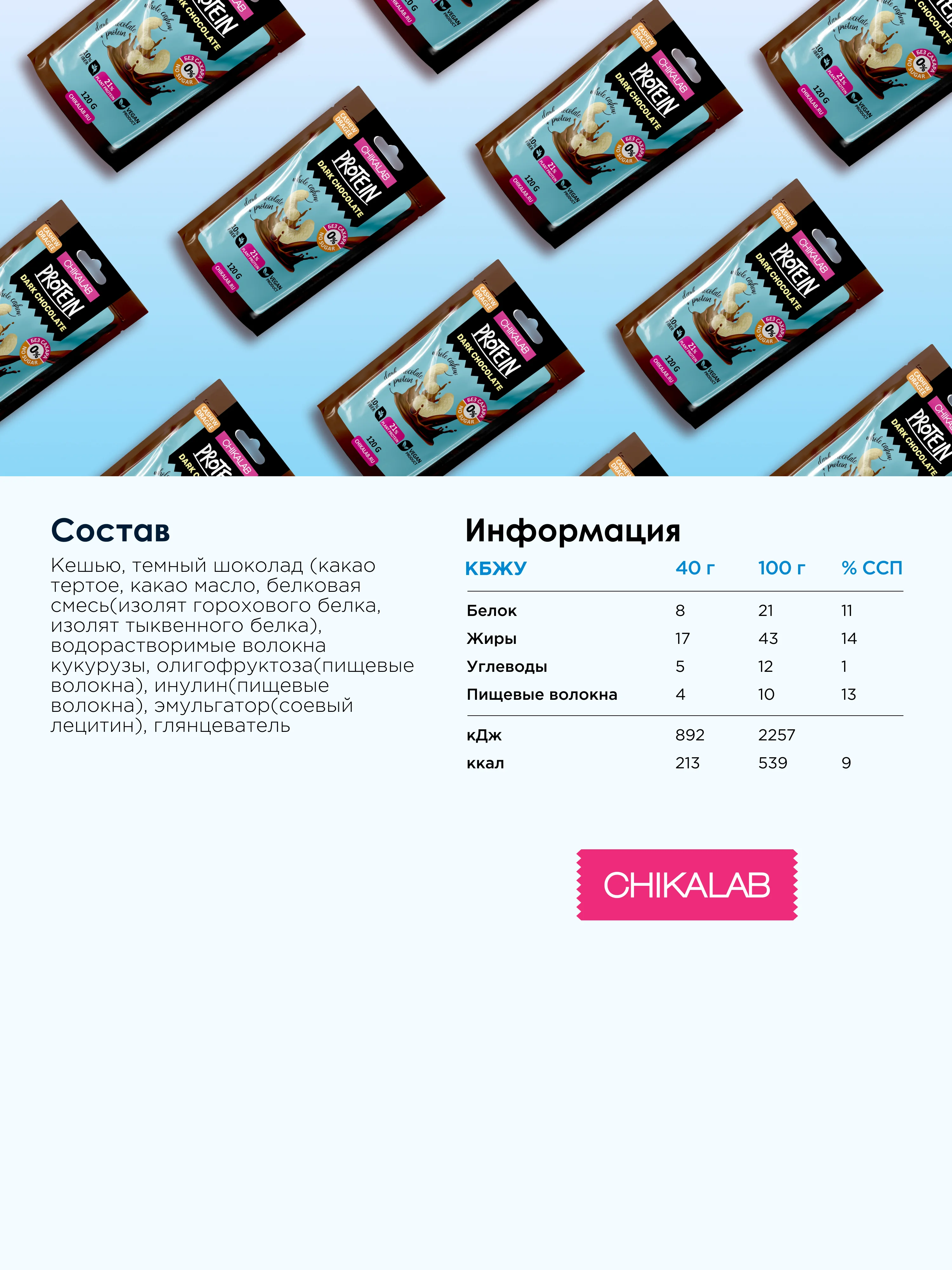 Драже CHIKALAB "Кешью в темном шоколаде", 120 г