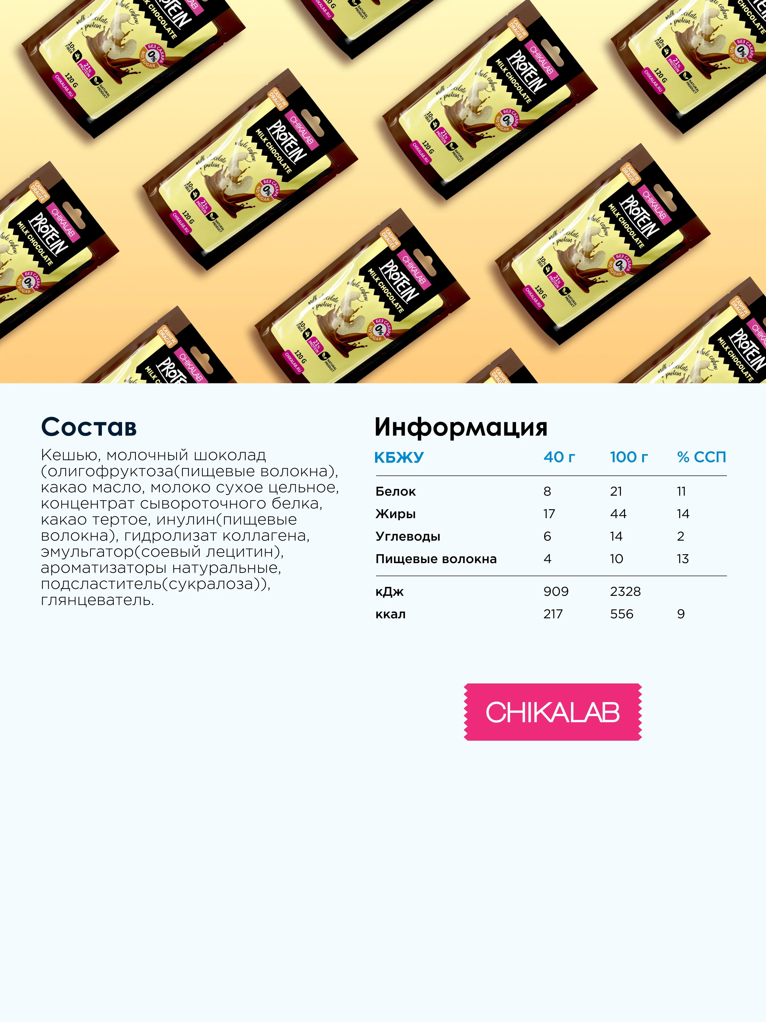 Драже CHIKALAB "Кешью в шоколаде", 120 гр