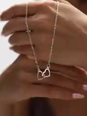 Серебряный цепочка на шею "Два сердца"