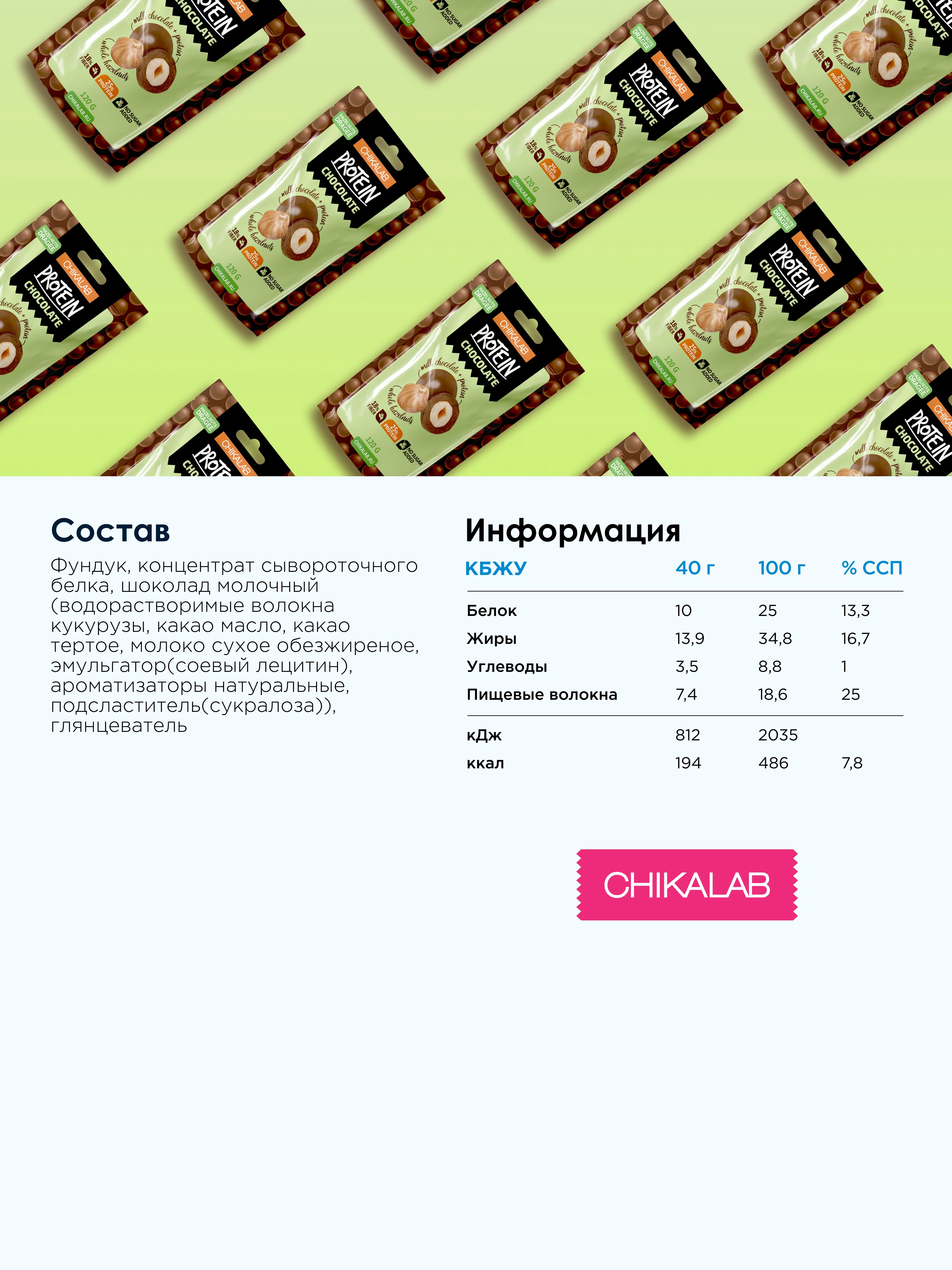 Драже "Фундук в шоколаде" CHIKALAB, 120 гр