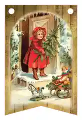 Новогодняя винтажная гирлянда. 8 флажков 7 х 11 см №7