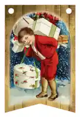 Новогодняя винтажная гирлянда. 8 флажков 7 х 11 см №7