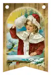 Новогодняя винтажная гирлянда. 8 флажков 7 х 11 см №7