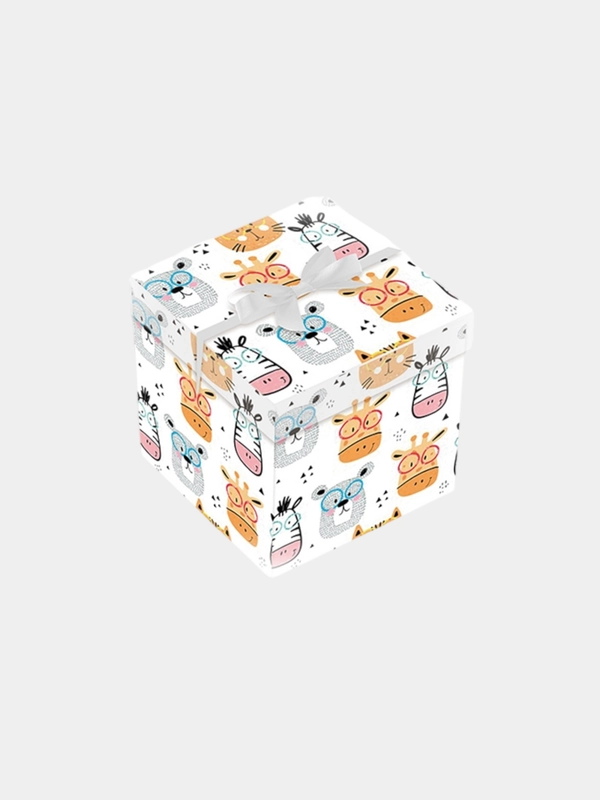 Коробка подарочная с ручкой-лентой для подарка складная 10/15/22 см Квадрат День рождения
