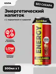 Энергетический напиток Bombbar "L-Карнитин с гуараной", Кола, без сахара, 0,5