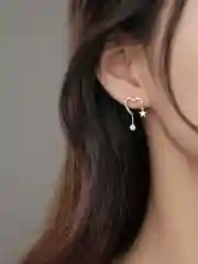 Серебряный серьги сердечки со стразами и звездой, серьги женские