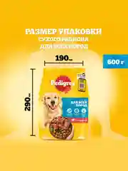Сухой корм PEDIGREE® для собак, полнорационный, с говядиной, 600г