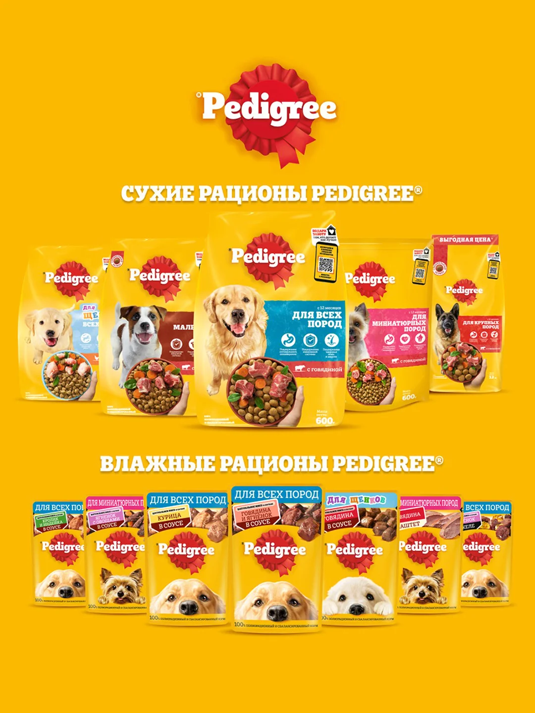 Сухой корм PEDIGREE® для собак, полнорационный, с говядиной, 13кг