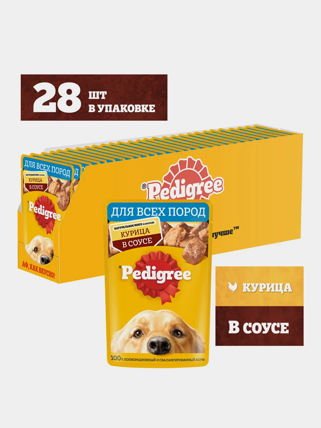 Влажный корм PEDIGREE® для собак, курица в соусе, 28 шт по 85г