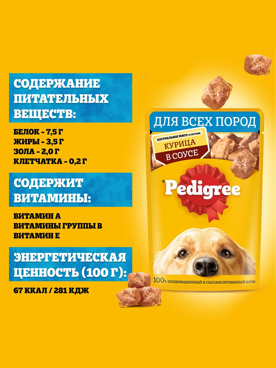 Влажный корм PEDIGREE® для собак, курица в соусе, 28 шт по 85г