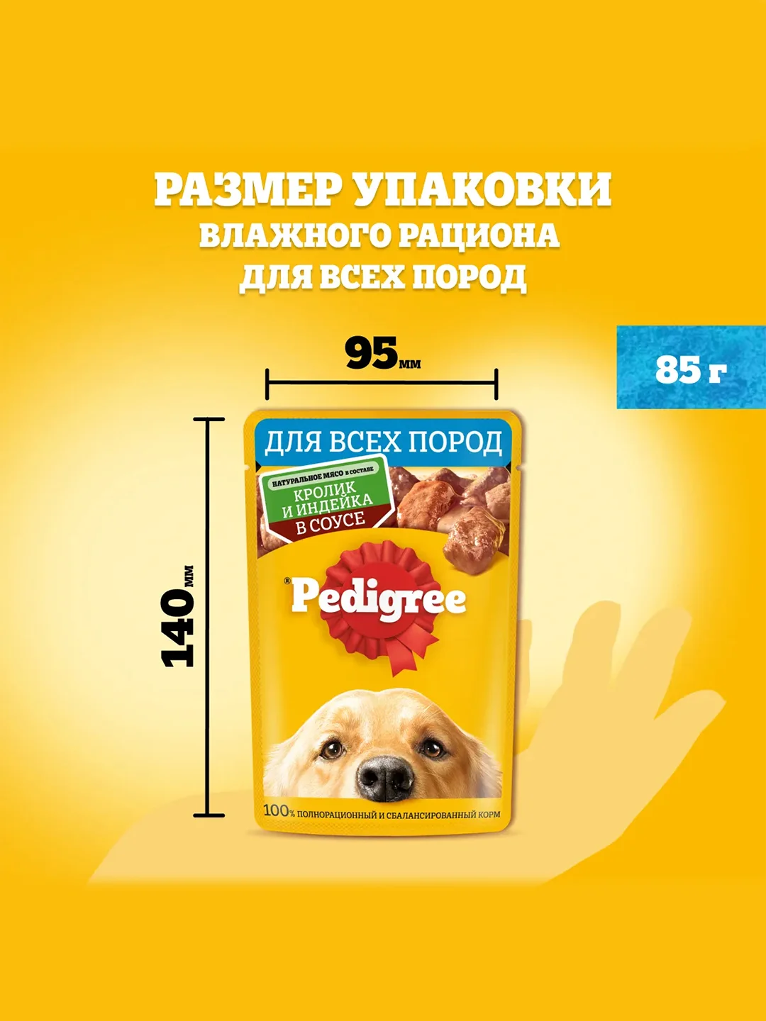 Влажный корм PEDIGREE® для собак, кролик и индейка в соусе 28шт по 85г
