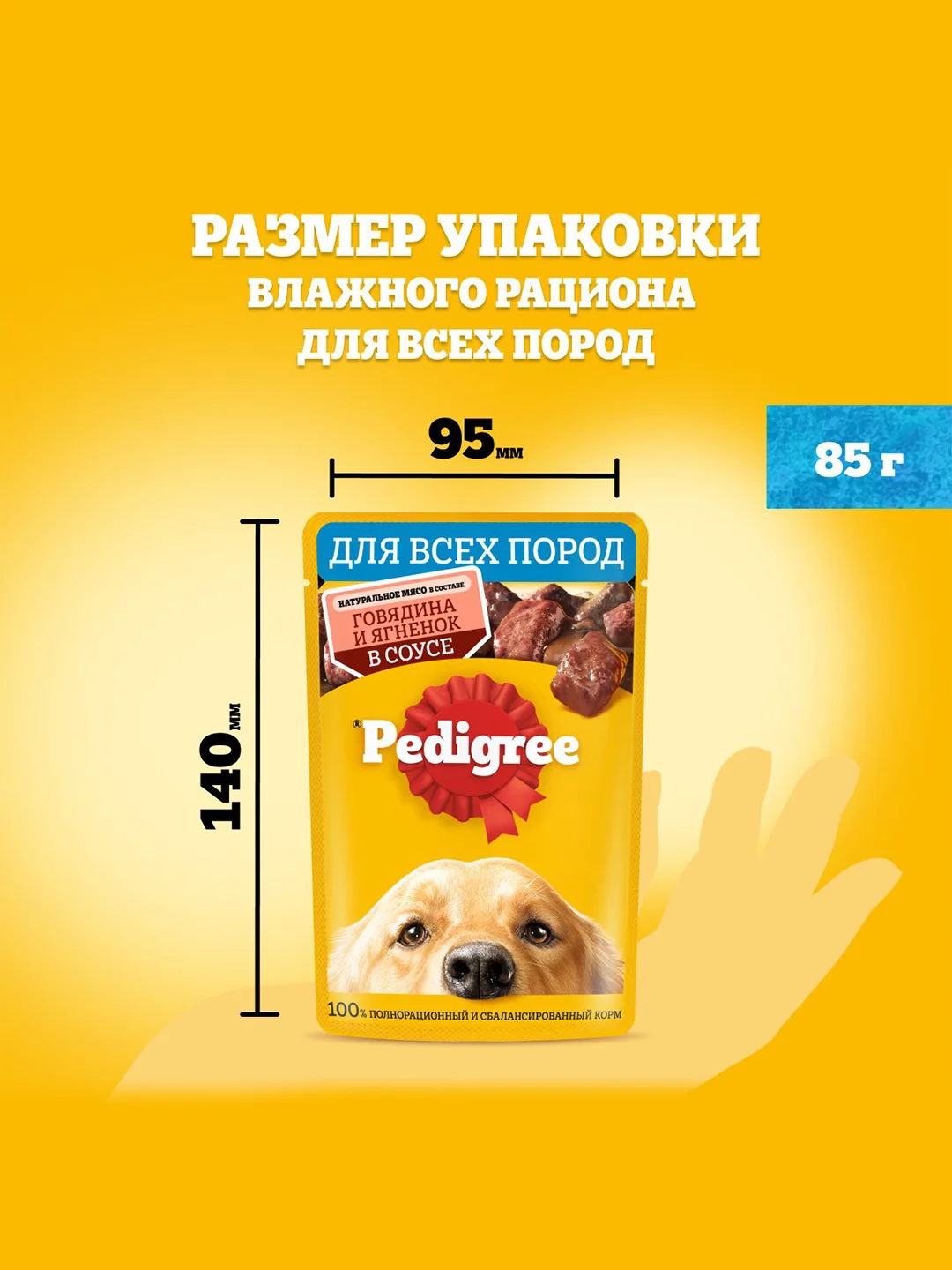 Влажный корм PEDIGREE® для собак, говядина и ягненок в соусе, 28 х 85г