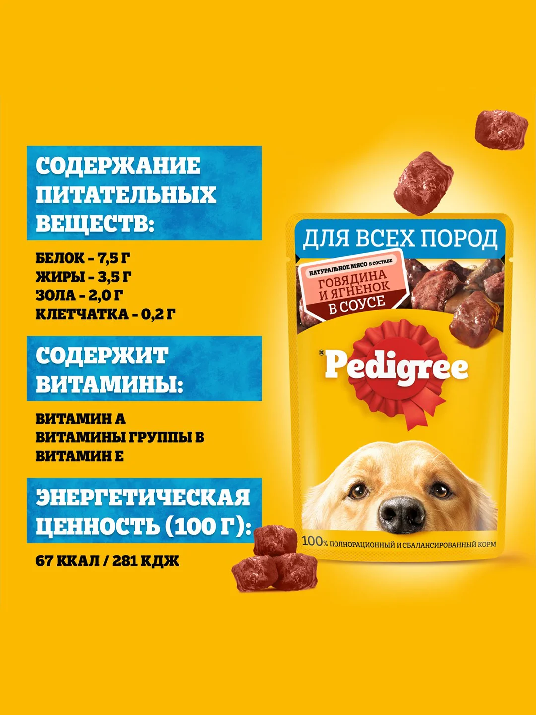 Влажный корм PEDIGREE® для собак, говядина и ягненок в соусе, 28 х 85г
