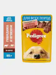 Влажный корм PEDIGREE® для собак, говядина и ягненок в соусе, 28 х 85г