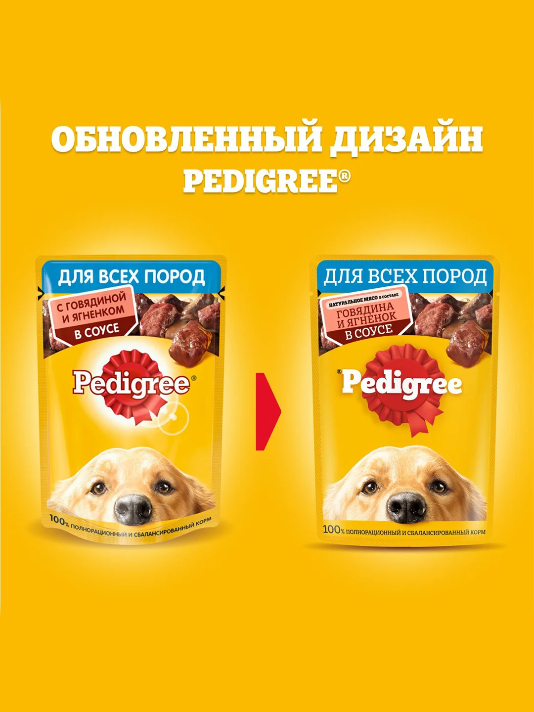 Влажный корм PEDIGREE® для собак, говядина и ягненок в соусе, 28 х 85г