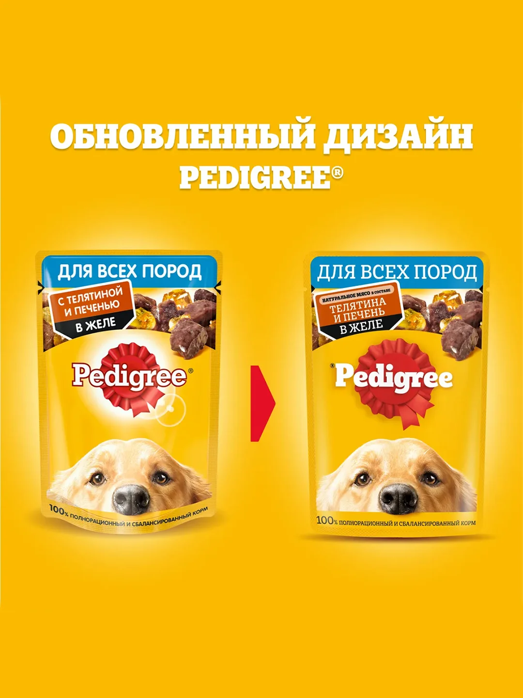 Влажный корм PEDIGREE® для собак, телятина и печень в желе, 28 x 85г