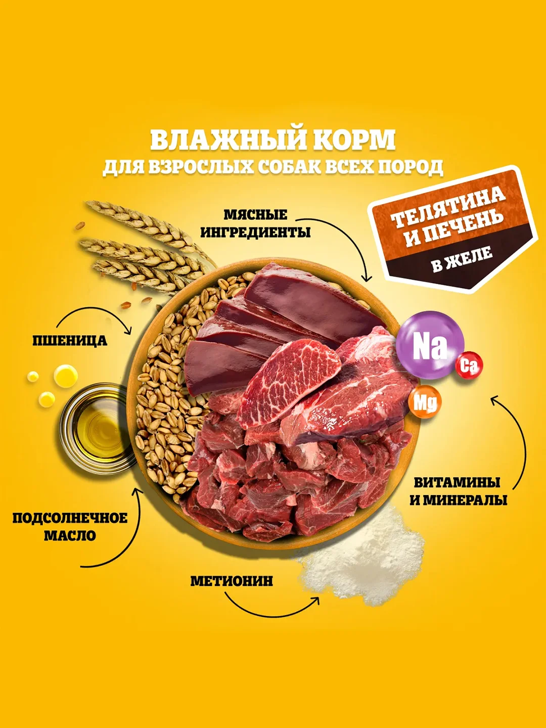 Влажный корм PEDIGREE® для собак, телятина и печень в желе, 28 x 85г