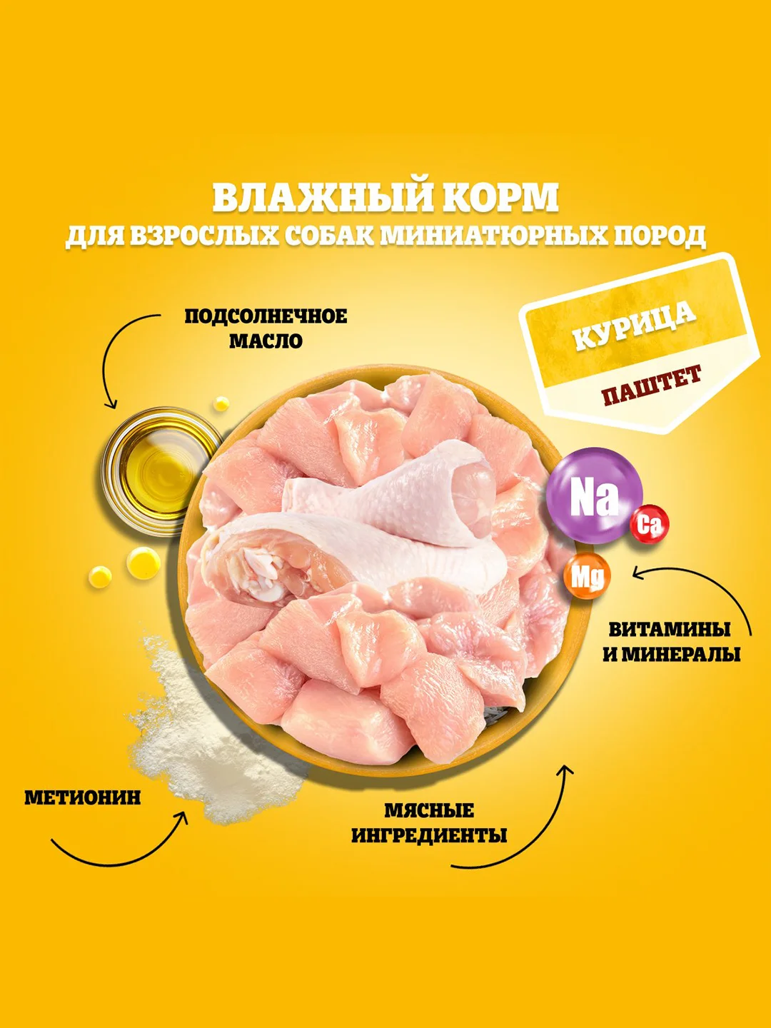 Влажный корм PEDIGREE® для миниатюрных собак, паштет с курицей, 28x80г