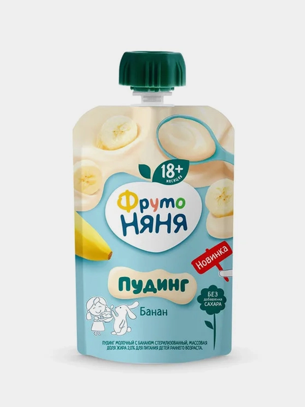 Пудинг молочный ФрутоНяня "Банан", без добавления сахара, для детей с 18 месяцев, 90 г