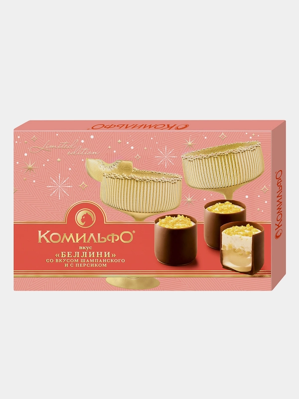 Шоколадные конфеты Комильфо "Беллини", со вкусом шампанского, с жидкой начинкой, 116 г
