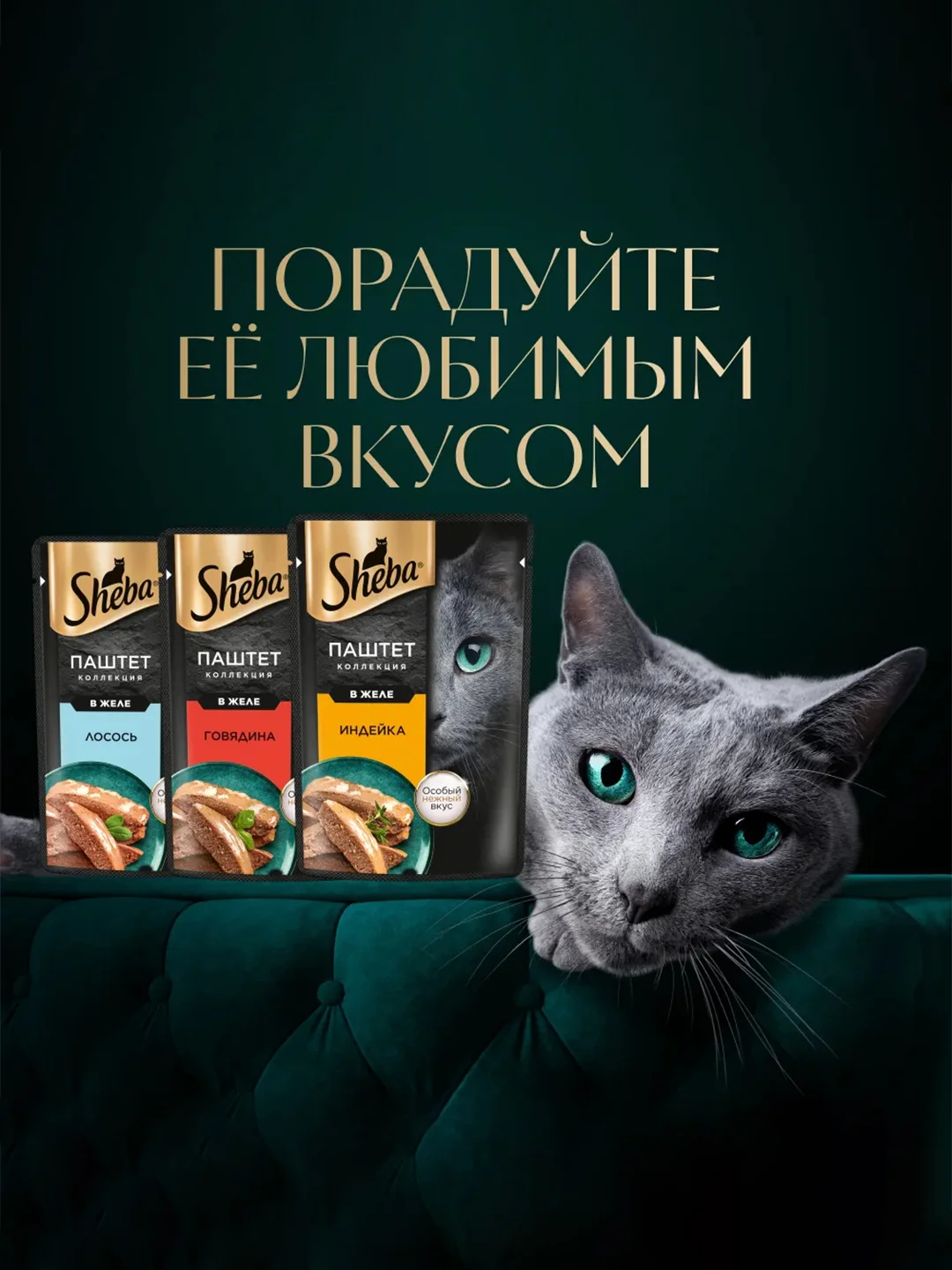 Влажный корм для кошек SHEBA® Нежный паштет в желе, с индейкой, 28 шт по 75г