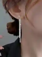 Серебряный серьги женские, длинные, со стразами, серьги-гвоздики
