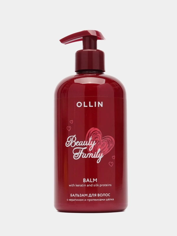 OLLIN Бальзам BEAUTY FAMILY для ухода за волосами с кератином и протеинами шелка 500 мл