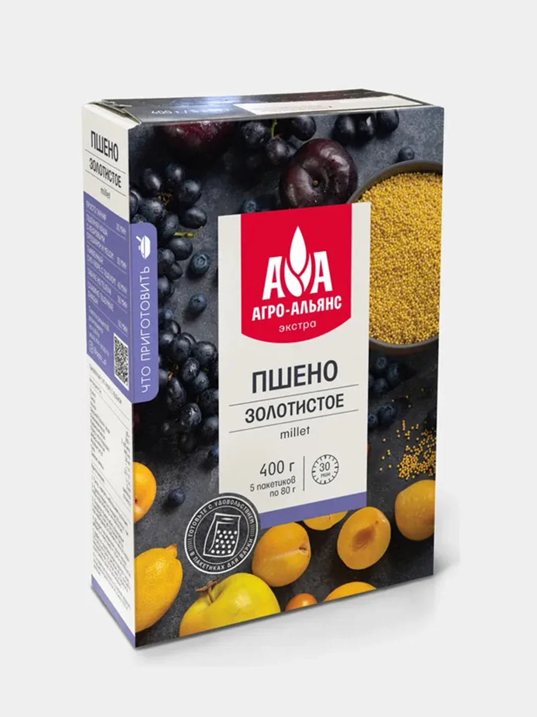 Пшено Золотистое Агро-Альянс Экстра в варочных пакетиках, 400 г (5х80 г)