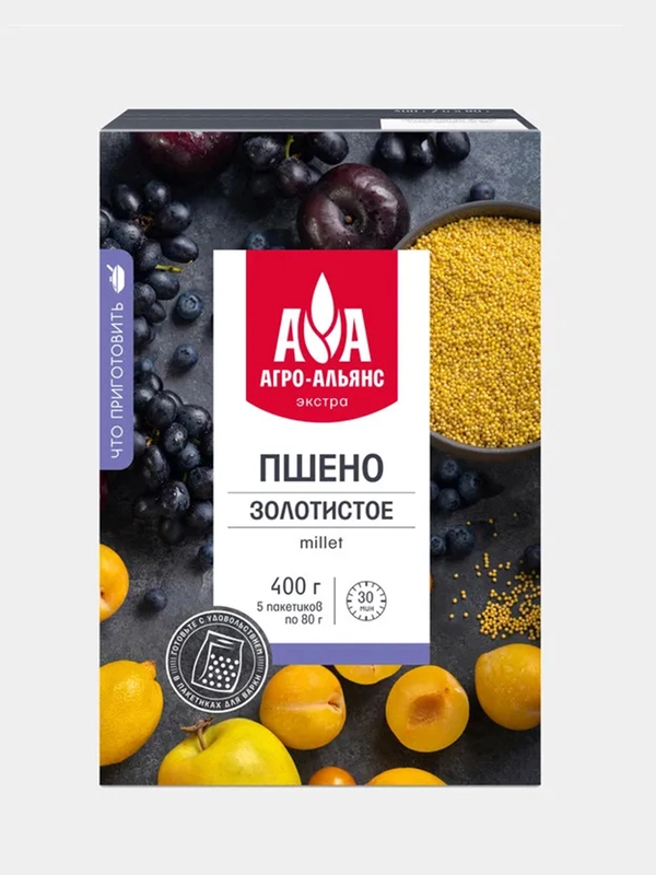 Пшено Золотистое Агро-Альянс Экстра в варочных пакетиках, 400 г (5х80 г)