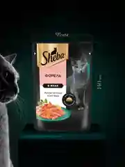 Влажный корм для кошек SHEBA® с форелью. «Ломтики в желе. Форель», 28 шт по 75г