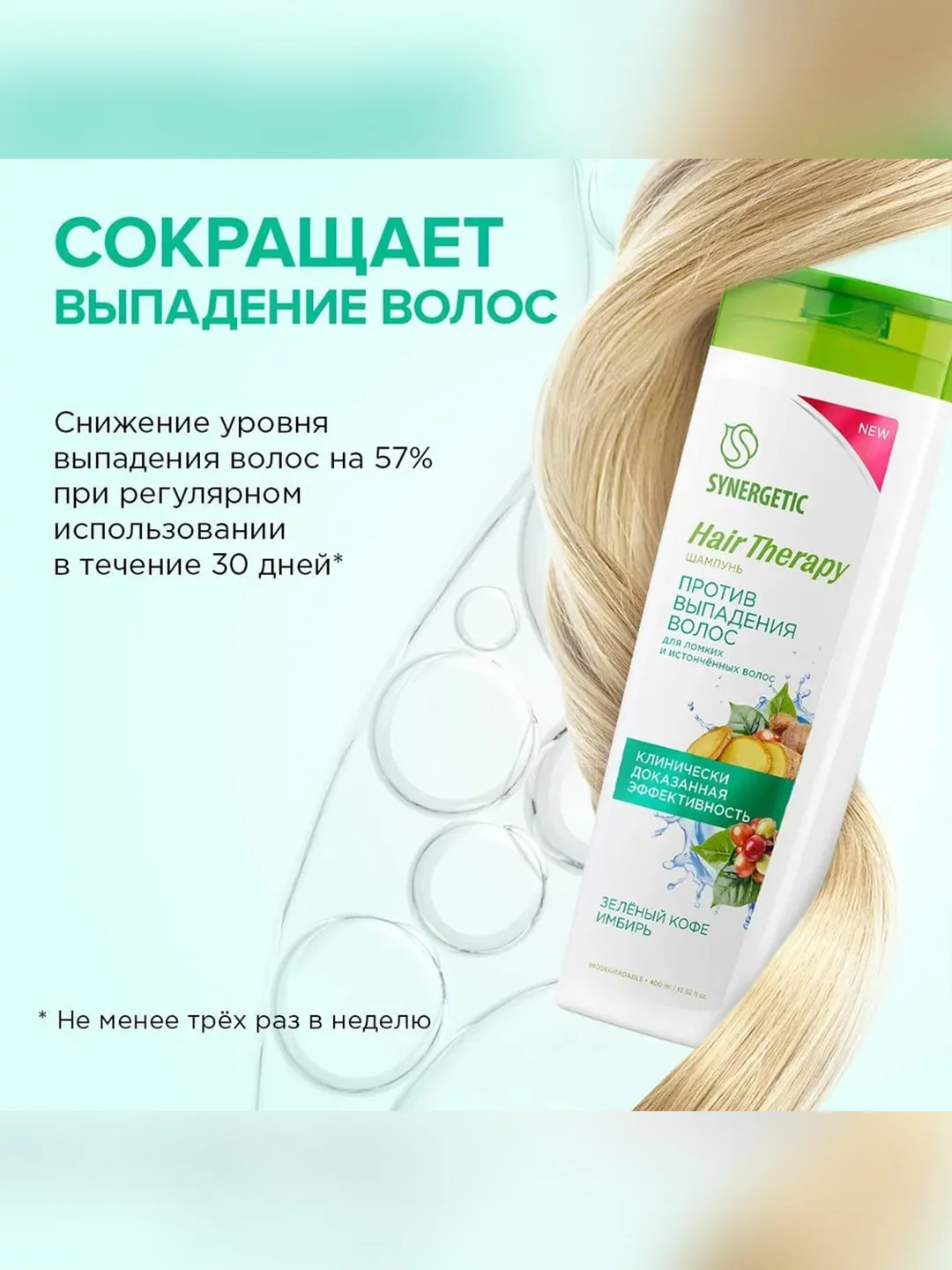 Шампунь SYNERGETIC Hair Therapy "Против выпадения волос", 400 мл