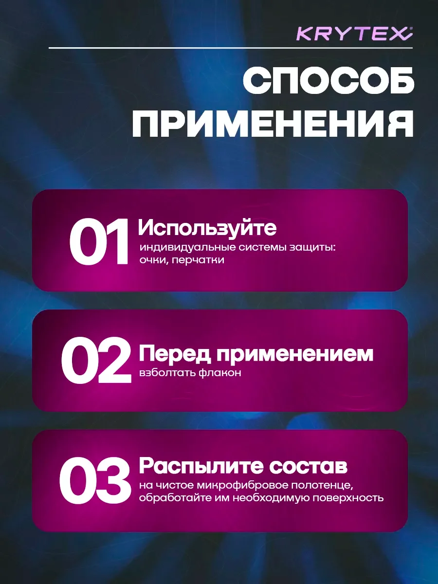 Профессиональный очиститель стеклянных, зеркальных поверхностей KRYTEX GLASS CLEAN 250 мл