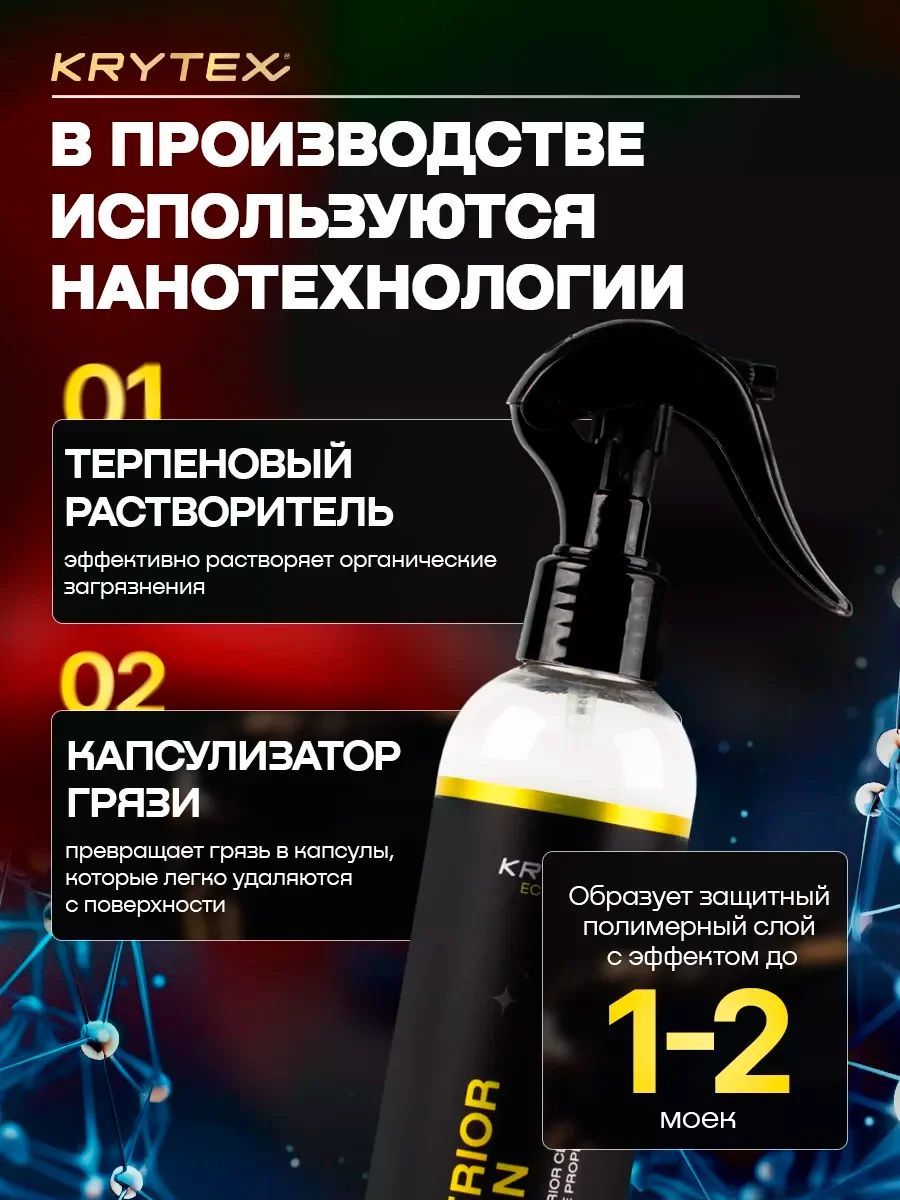 Сухая мойка кузова автомобиля с гидрофобным эффектом KRYTEX EXTERIROR CLEAN  250 мл.